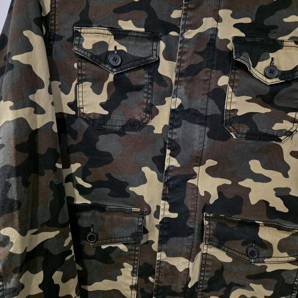 Mens George Camo Jacket With Hood Size Small Hunting, Streetwear